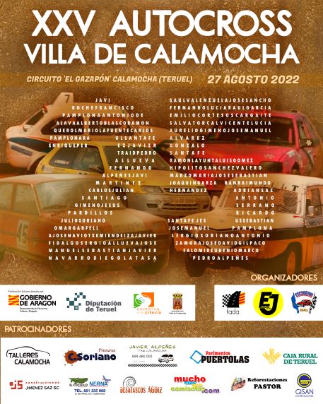 24 vehículos completan la lista provisional de inscritos del XXV Autocross Villa de Calamocha.