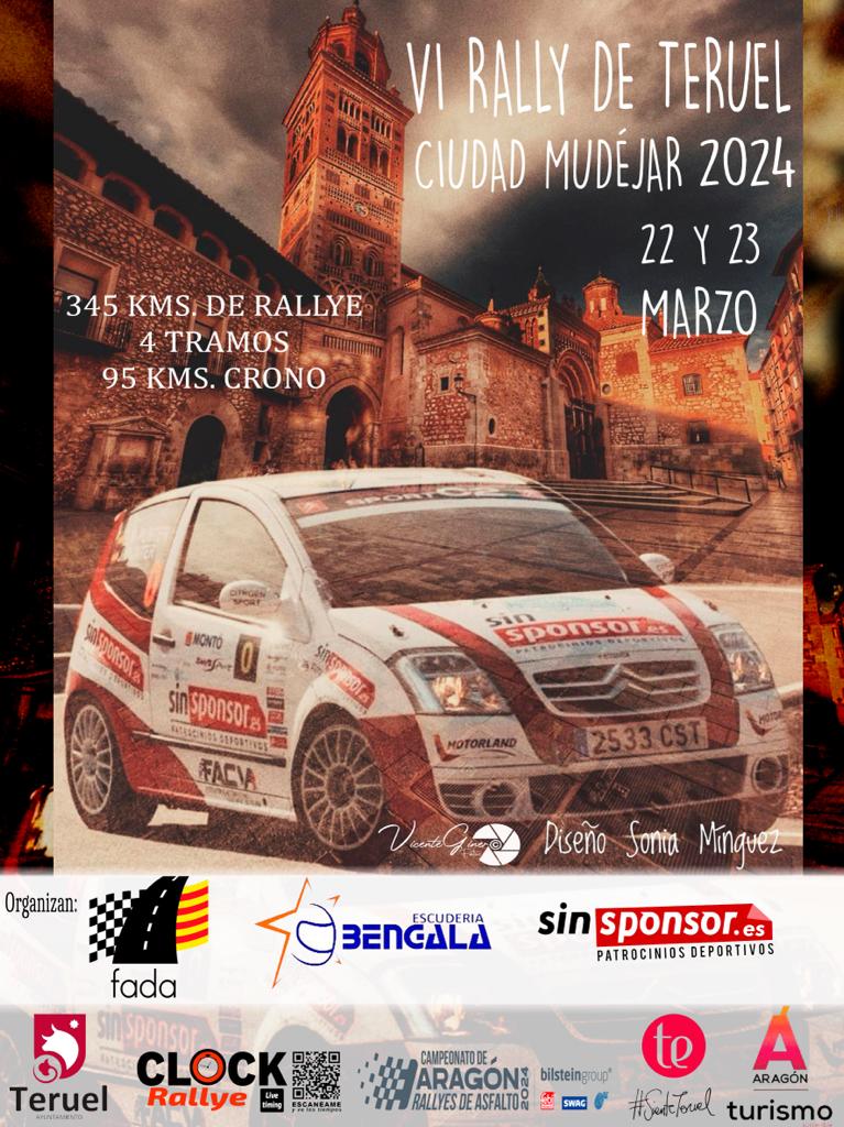 El VI Rally de Teruel – Ciudad Mudéjar 2024 contará con la participación de 42 equipos