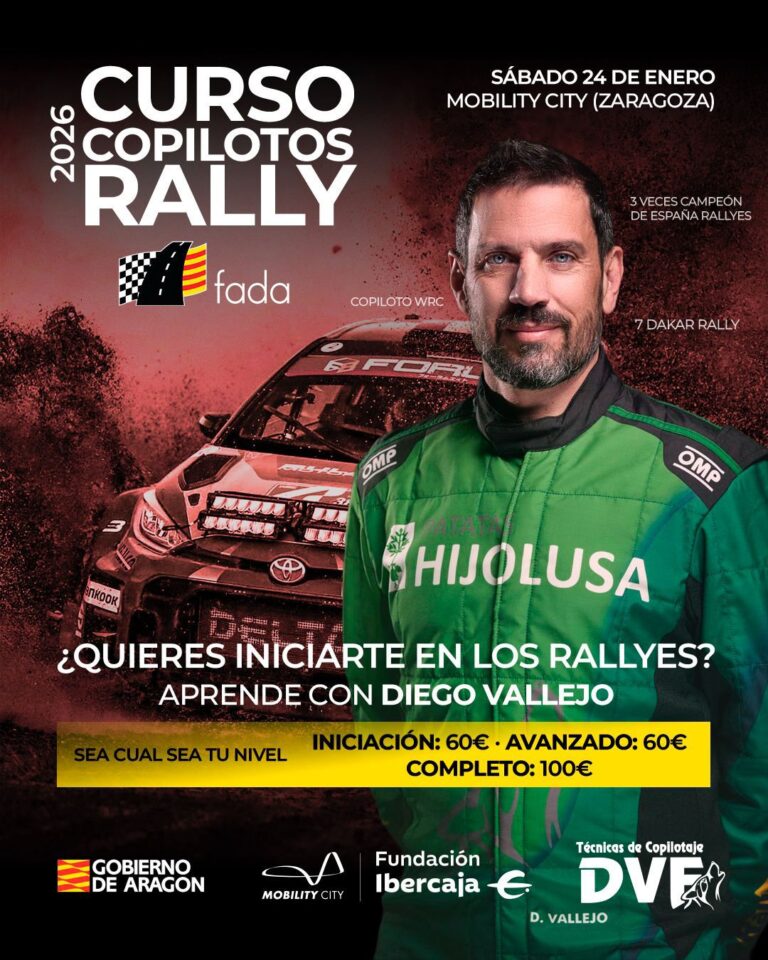 Convocado un curso de copilotos de Rally FADA con Diego Vallejo el 24 de enero en Mobility City